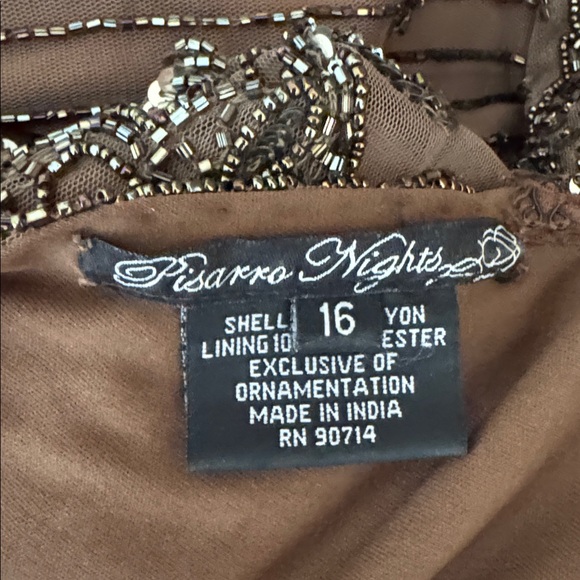 Pisarro Nights Elegant Brown Beaded Formal Gown - Picture 9 of 10